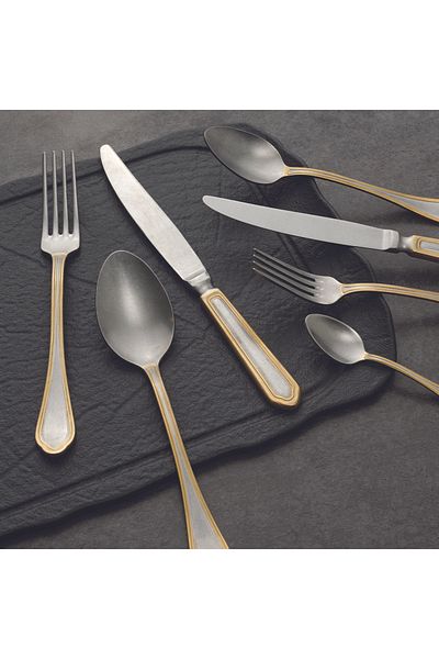 Hisar Florence 30 Pieces - Antique Gold Cutlery Set for 6 People