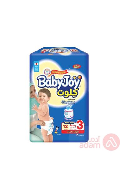 BabyJoy Culotte, Size 3, Medium, 6-12 Kg, Saving Pack, 12 Diaper Pants