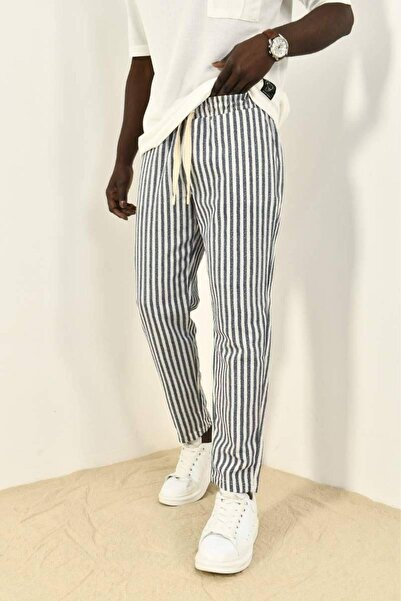 DAVID&GERENZO Смугасті лляні штани 450346