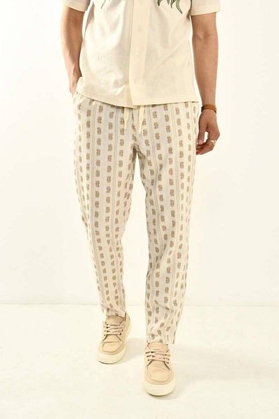 DAVID&GERENZO Λινό παντελόνι Bohemian Pattern - 450349