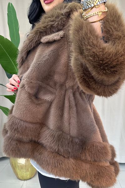 GÖKSEL Premium Brown Coat - Stripe Detailed