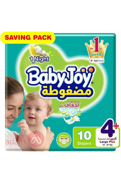 BabyJoy Compressed Diaper 10-Pack, Size 4+ Large Plus, White