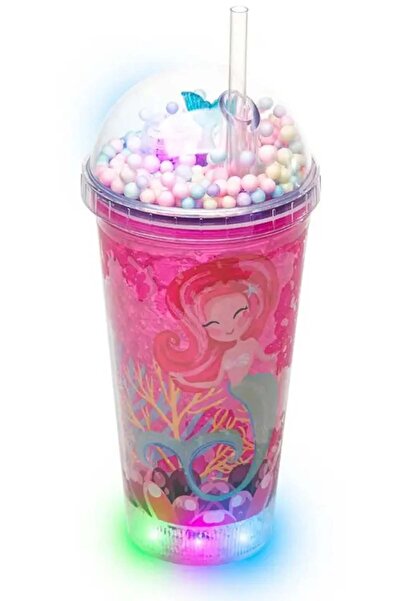 CİYU Işıklı pipetli bardak suluk denizkızı tasarımlı bardak matara