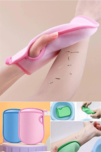 omilife مزيل الأوساخ الناعم باللون الأزرق - منشفة حمام وقفازات