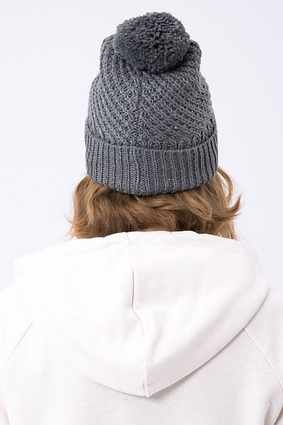 Nordbron Gray Knitwear Women's Beret - Soft Colored, Basic Acrylic Winter with Logo Detail