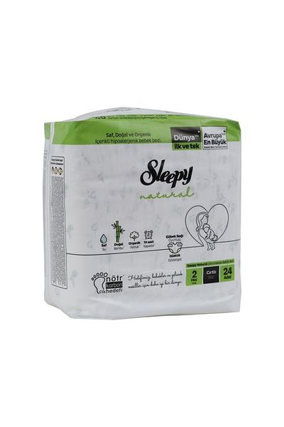 Sleepy Natural Size 2 Mini 24-Pack Baby Diapers