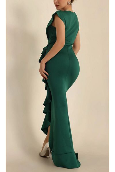 by eymen design Scuba Night Dress with Frill Detail