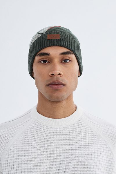 Nordbron Men's Winter Basic Pegas - Stretchy, Double Fold, Soft Knitwear, Dark Green Color Block Logo