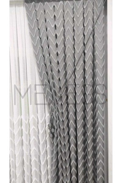 Mexess High Gramage Zigzag Pattern Linen Cotton Floor Background Curtain - 1/3 Close Pleat