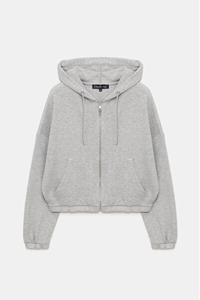 No Matter What Yumuşak Dokulu Kapüşonlu Crop Sweatshirt