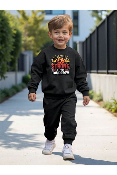 cm buseyiz Αύριο Σετ φόρμας για αγόρι με στάμπα Crew Neck