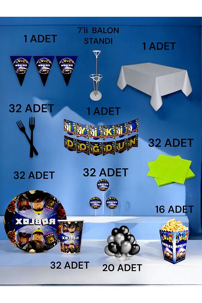 VibeHome 32 Person Roblox Themed 2XL Pack - Birthday Party & Fun Events