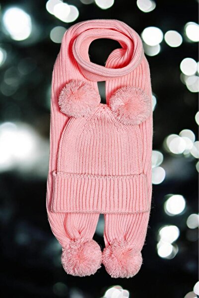 Meriç bebe Girls&Boys Thessaloniki Knitted Pompom Scarf Beanie Set 1-5 Years