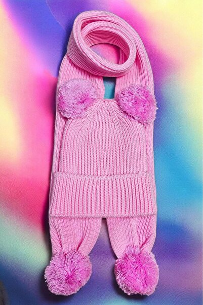 Meriç bebe Girls&Boys Thessaloniki Knitted Pompom Scarf Beanie Set 1-5 Years