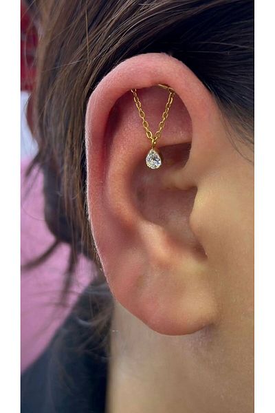 Arescollection G23 Titanium - Chain Hidden Helix Lobe Cartilage Compatible Piercing