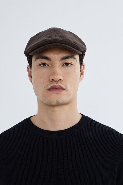 Nordbron Men's Coffee Winter Solid Color Gray Cap Woolen Soft Textured Lined Stylish Wilmot