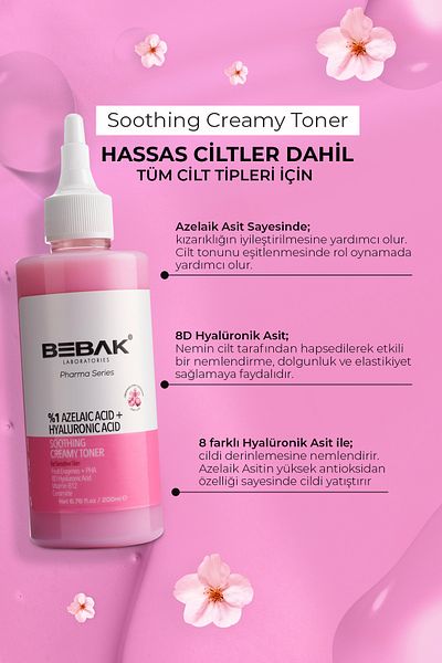 Bebak Pharma Sensitive 200 ml Tonic - Skin Equalizer, Barrier Strengthening, Purifying