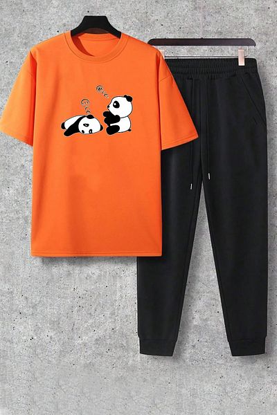 uyguntarz Weißes Unisex-Trainingsanzug-Set mit Fs-Aufdruck in Schwarz