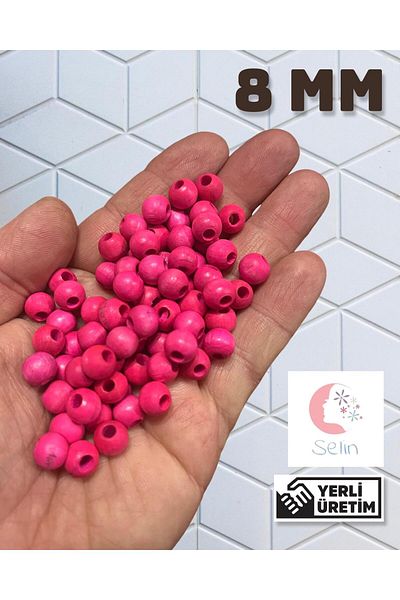 Selin 8 Mm Fuja Color Wooden Beads - 100 Grams (490 Pieces)
