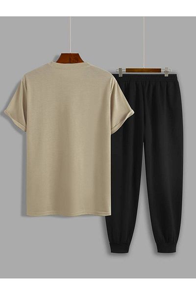 uyguntarz Weißes Unisex-Trainingsanzug-Set mit Fs-Aufdruck in Schwarz