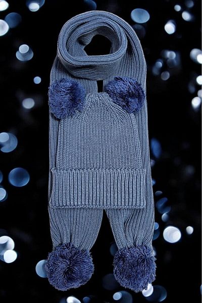 Meriç bebe Girls&Boys Thessaloniki Knitted Pompom Scarf Beanie Set 1-5 Years