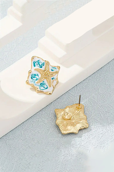 Glaren Tasarım Mineli Deniz Yıldızı Kadın Küpe