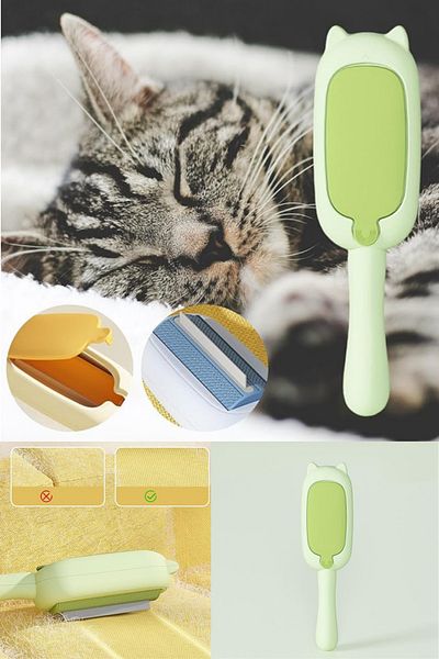omilife Pet Cat Dog Hair Collection Collector Brush with Cat Figure and Practical Chamber