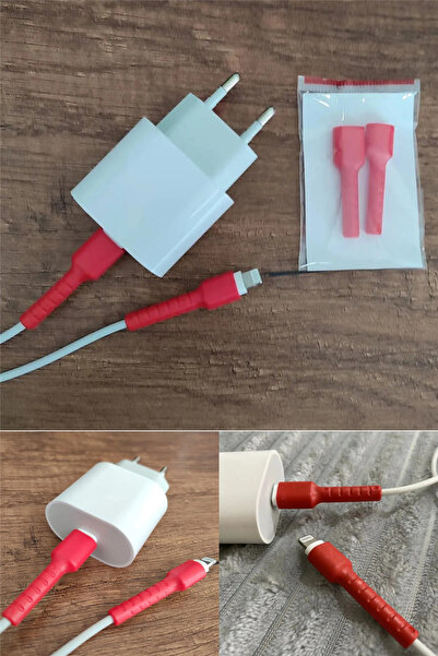 omilife Kırmızı iPhone 11 12 13 14 Pro Pro Max Plus Uyumlu Kablo Ucu Koruyucu...