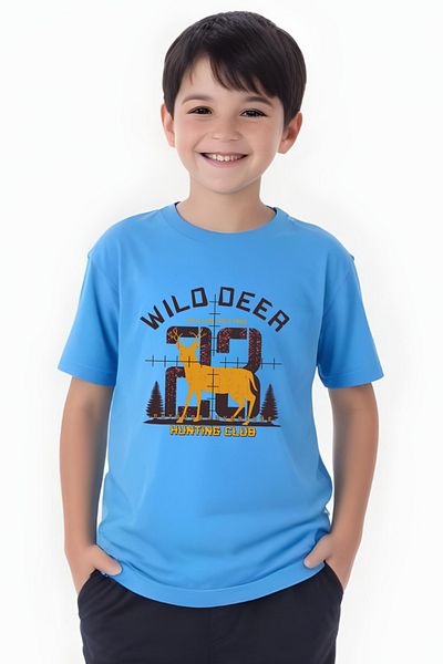 panios kids Tricou cu mânecă scurtă cu gât rotund cu imprimeu Hunting Club pentru băieți