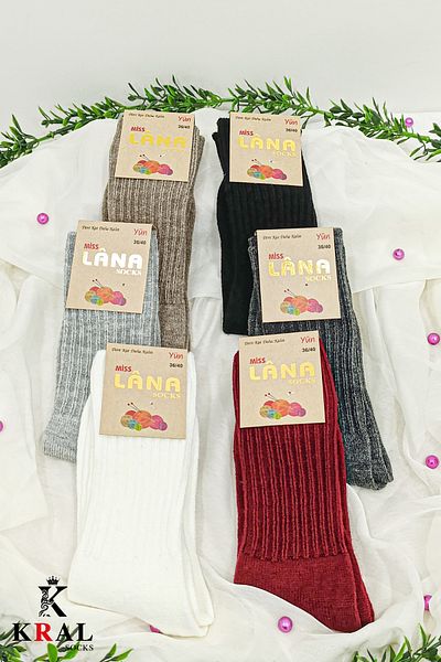 KRAL SOCKS Комплект от 6 зимни вълнени чорапи за жени, меки термо (не стискащи се еластични), чорапи за сън