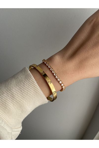 STAİNLES Carti Model Handcuffs & Waterway Steel Bracelet Set