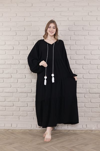 mervemoda Γυναικείο υφαντό μακρύ φόρεμα με μανίκια νυχτερίδας