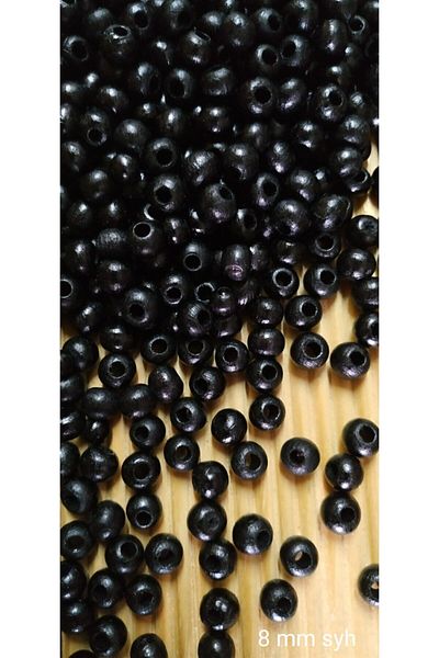 Selin Black Wooden Beads - 8 Mm, 100 g (330-400 Pieces)