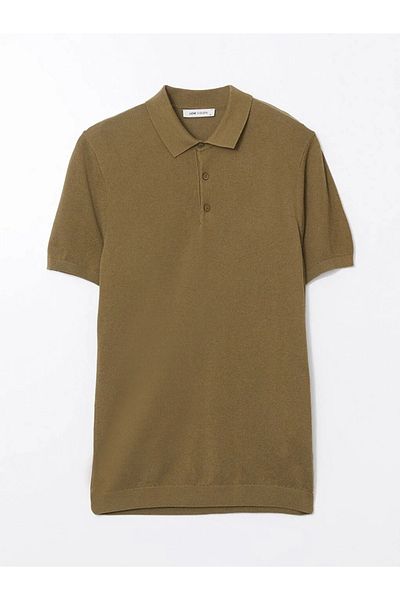 LC Waikiki LCW Vision Grüner Polo-Kragen Kurzarm Herren-Strickpullover