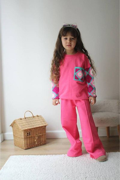 Karan Kids Girl's Motif Detailed Spanish Leg Bottom Top Set