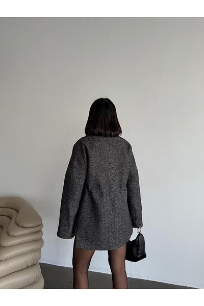 Roll Women's Anthracite Waist Cinchable Short Coat