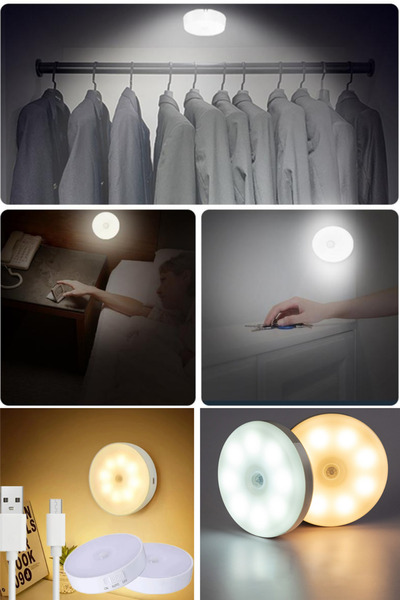 omilife Hareket Sensörlü Usb Şarjlı Beyaz Led Işık Pratik Sensörlü Lamba Kablosuz Taşınabilir Aydınlatma