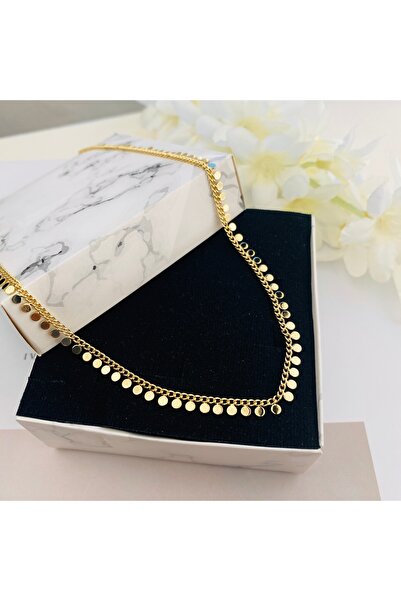 Kyver Pullu Kolye Kadın Shakira Kolye Kararmaz Xuping 45artı5cm 14 Ayar Gold