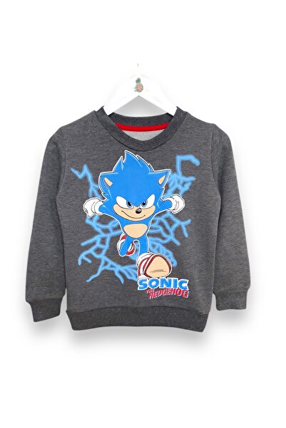 LİTTLE TORTOİSE Sonic Printed Dark Anthracite Color Long Sleeve Seasonal Soft Textured Boy's Sweatshirt Set