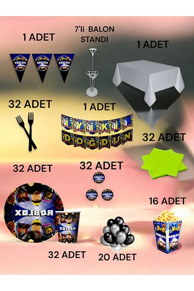 VibeHome 32 Person Roblox Themed 2XL Pack - Birthday Party & Fun Events