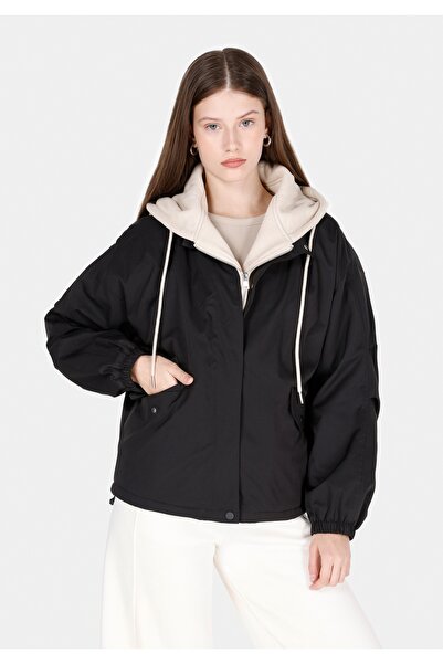 Colin's Μαύρο αδιάβροχο γυναικείο παλτό με κουκούλα και φερμουάρ - Κανονική ε...