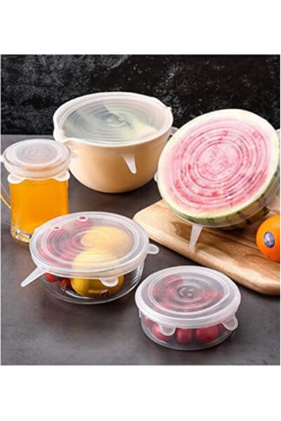 AYGÖREN HOME Tazeliği Koruyan 6 Lı Silikon Strech Kapaklar Pratik Taşırmaz Silikon Tencere Kapağı