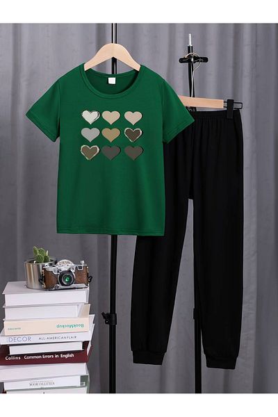 uyguntarz Σετ φόρμας Unisex White Fs Printed Black Cargo