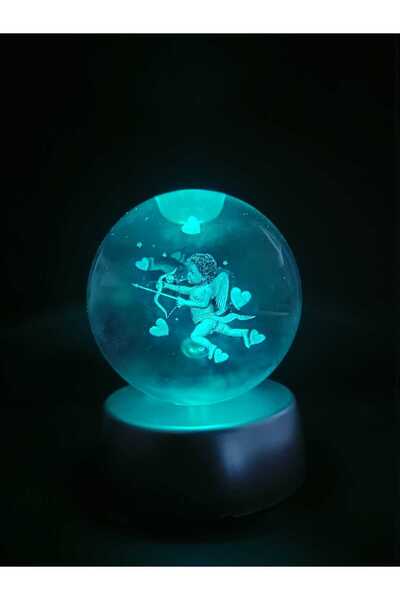 mr shopping MR Kristal Cam Küre Renk Değiştiren LED Işıklı Gece Lambası Dekor...