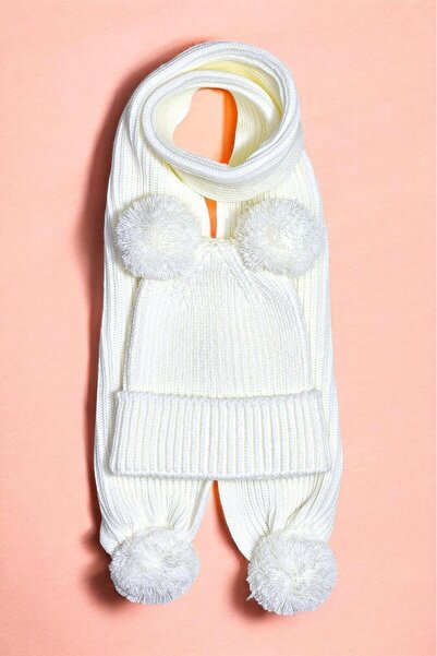 Meriç bebe Girls&Boys Thessaloniki Knitted Pompom Scarf Beanie Set 1-5 Years