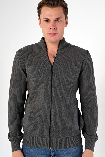 MissThetis Dik Yakalı Fitilli Çift Cepli Fermuarlı Uzun Kollu Spor Şık ve Coo...