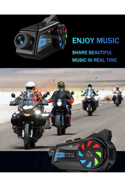 Dynego Intercom Kameralı Motosiklet Bluetooth Kask Kulaklık Ses Kontrolü 1080p Video Kayıt Videolu Interkom