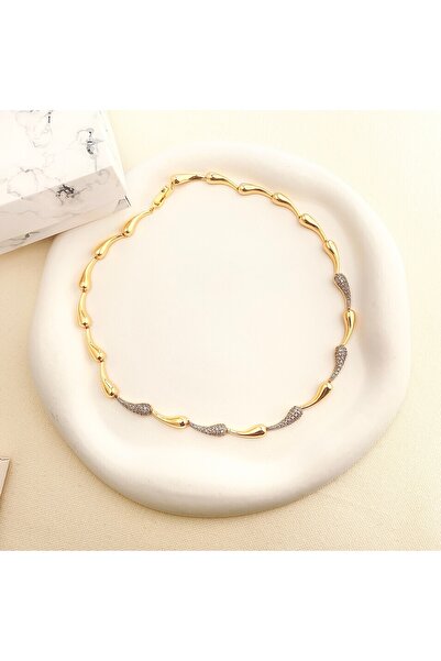 Kyver طقم قلادة وبوت باللون الذهبي والفضي مقاس 40 سم