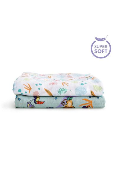 Milk & Moo Milk&Moo Musselin-Decken Set 2er Jungle Friends