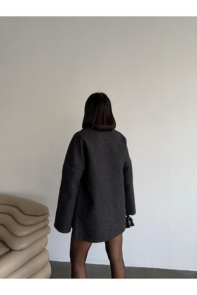 Roll Women's Black Waist Shirred Cashmere Coat